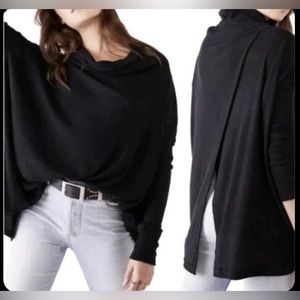 Free People Juicy Long Sleeve Cowl Neck Shirt sz XS Black